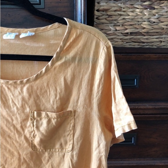Artisan NY Golden yellow Linen short sleeve boxy tee in size S - Picture 3 of 6